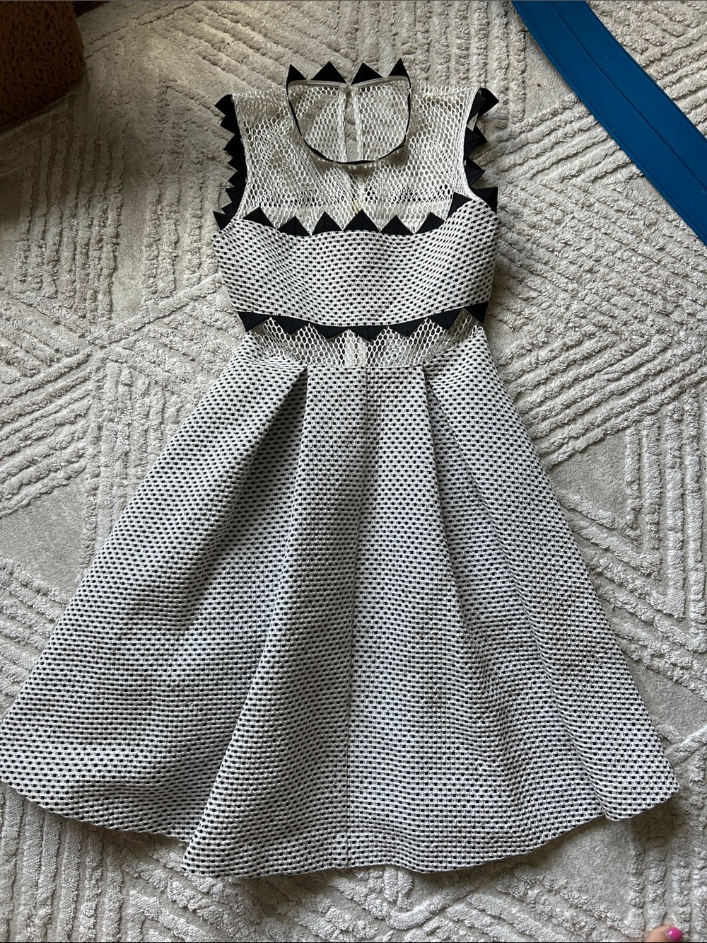 Self portrait Black & White Textured Fit-and-Flare Dress